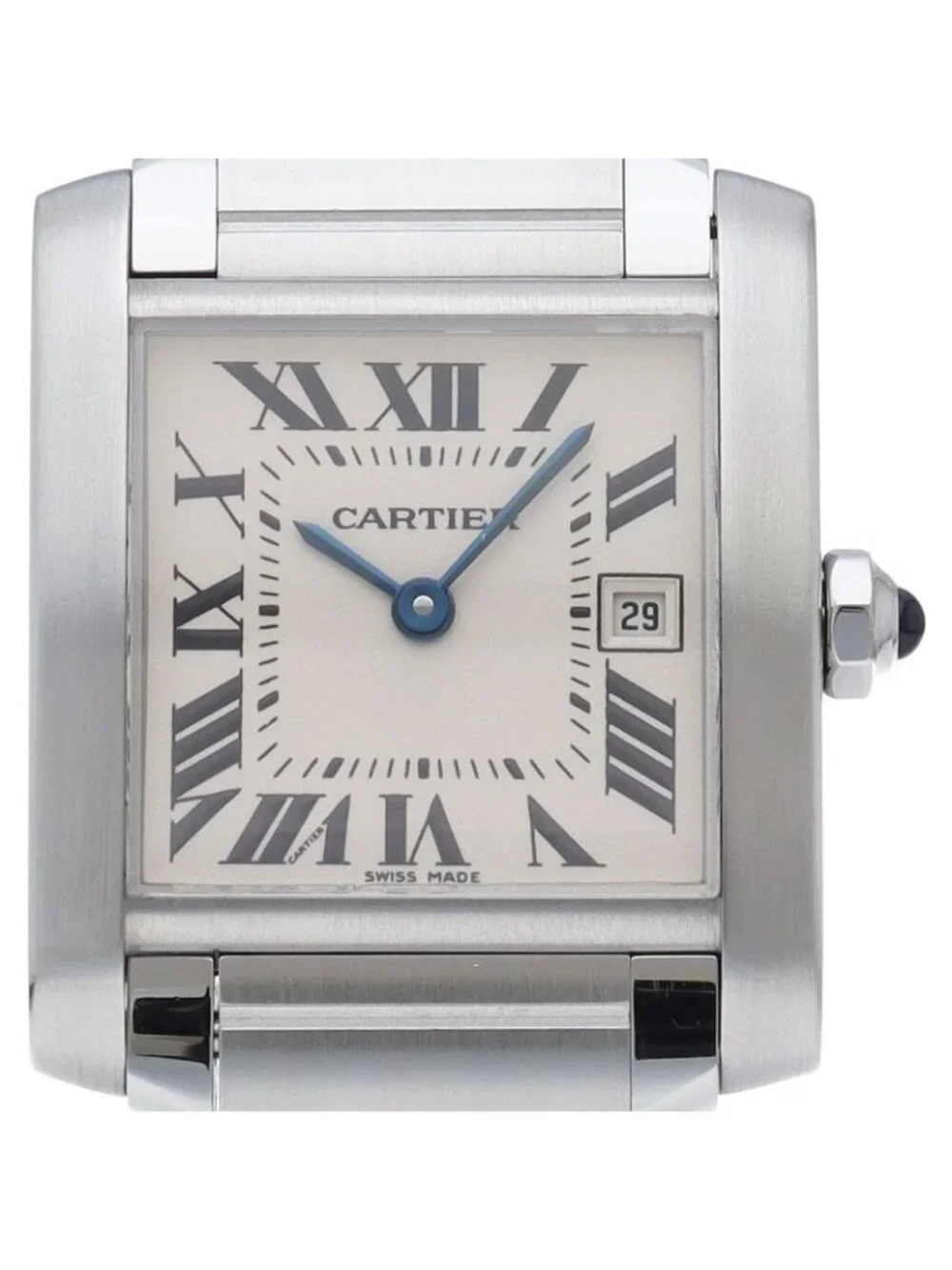 Cartier Tank Francaise MM Date Watch Repair Manual SS White